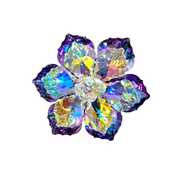 Sparkling Purple & Lavender crystal flower pin brooch - Picture 4 of 5